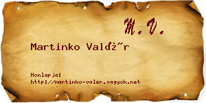 Martinko Valér névjegykártya